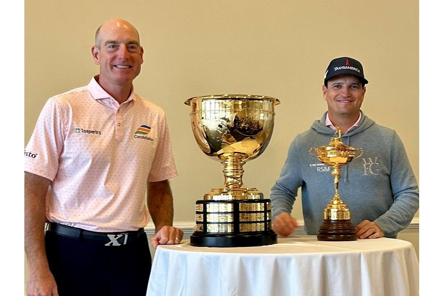 2024 Presidents Cup captain Jim Furyk with 2023 Ryder Cup captain Zach Johnson.