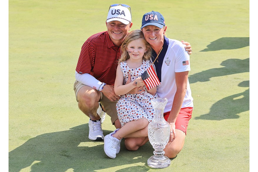 Stacy Lewis celebrated with her husband Gerrod Chadwell and their daughter Chesnee.