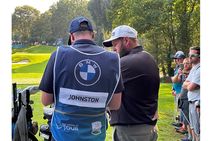 Andrew 'Beef' Johnston and his caddie Jess in the second round of the BMW PGA Championship