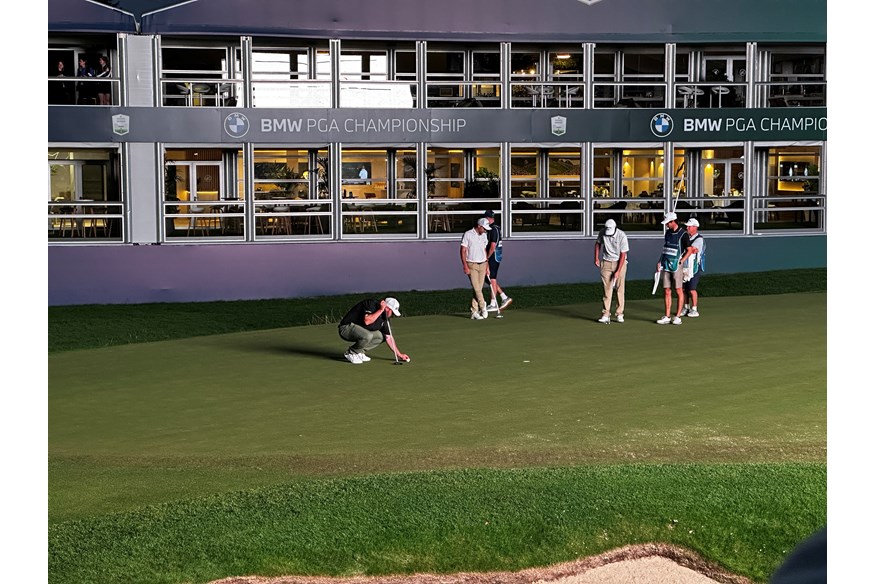 Andrew 'Beef' Johnston on the 18th green during the second round of the BMW PGA Championship