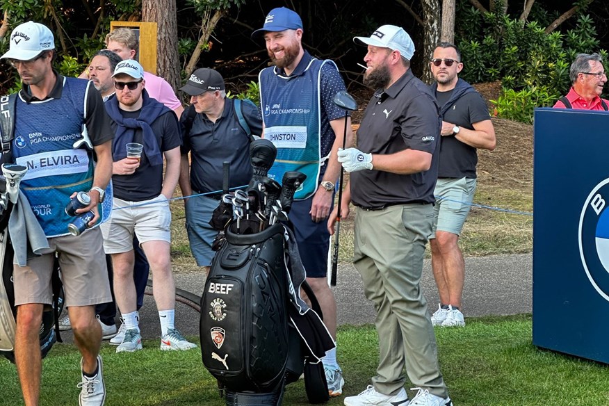 Andrew 'Beef' Johnston smiling during the second round of the BMW PGA Championship