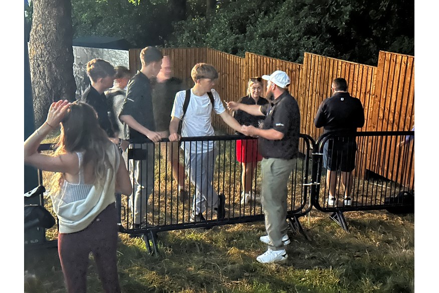 Andrew 'Beef' Johnston signs autographs after the second round of the BMW PGA Championship