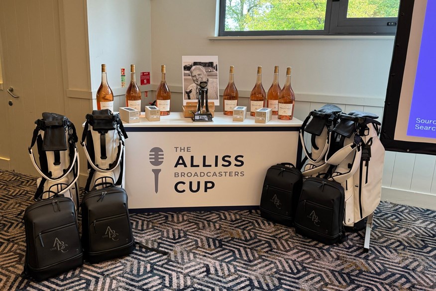 The prizes and trophy at the Alliss Broadcasters Cup