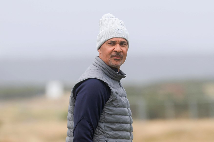 Dutch former footballer Ruud Gullit on the practice tee of the Old Course, St Andrews ahead of the Dunhill Links Championship