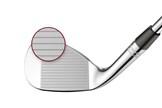 A close up of the extra groove, new face blast and angled micro grooves on the Callaway Opus wedge