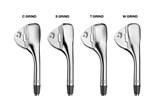 A graphic to show the difference in shape between the four Callaway Opus wedge sole grinds