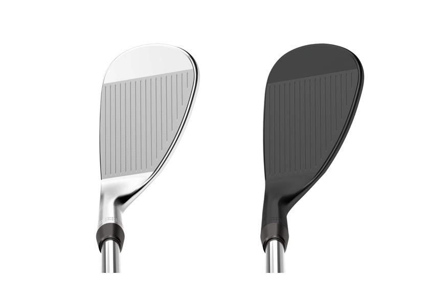 How the Callaway Opus Brushed Chrome and Black Shadow wedge finishes look at address  