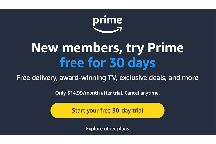 Get a free 30-day Amazon Prime trial.