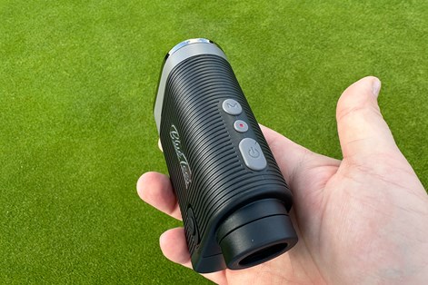 The top-mounted buttons on the Blue Tees Series 3 Max E Laser