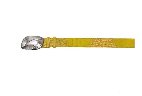 Elliot Rhodes Snake Skin Belt With Gold C Buckle Blue/gold