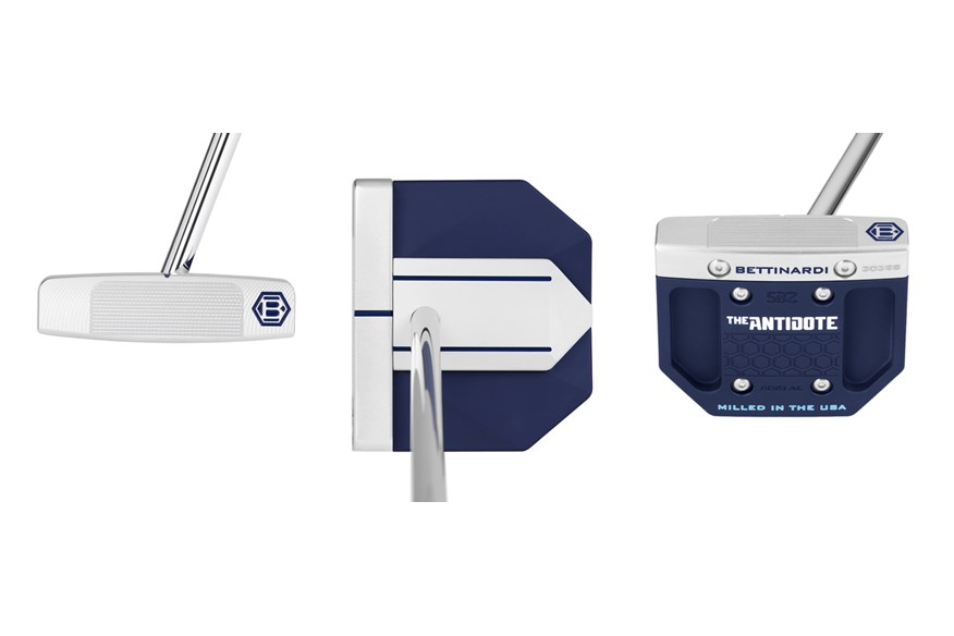 The Bettinardi Antidote SB2 putter sole, face and in the play position