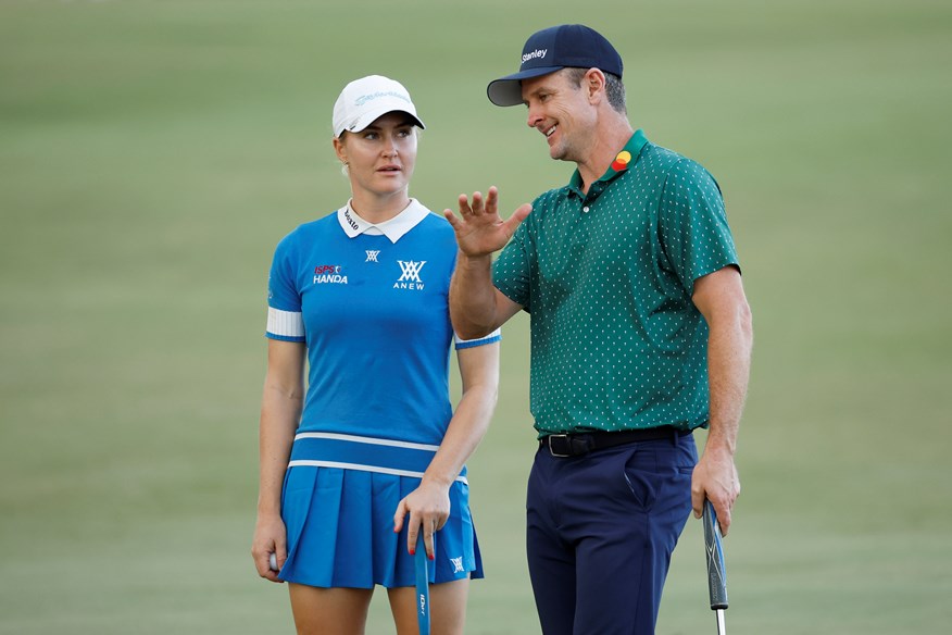 Justin Rose and Charley Hull of England at the Grant Thornton Invitational in 2023.