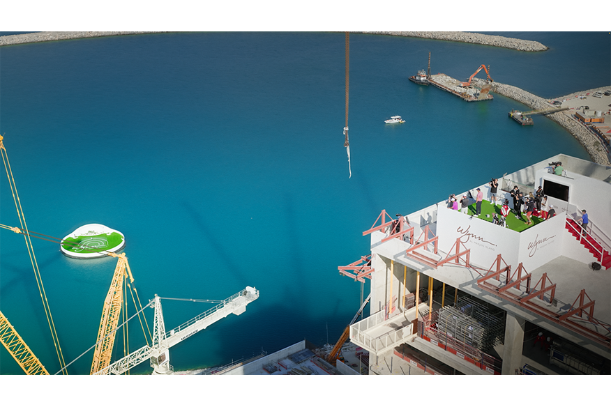 Padraig Harrington won the nearest-the-pin contest from the 22nd floor of the unfinished Wynn Al Marjan Island resort.