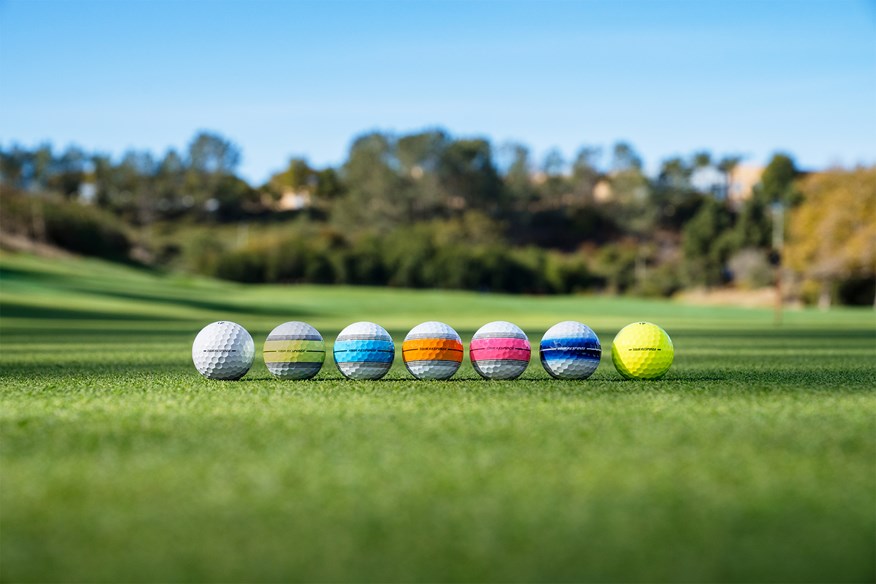 TaylorMade are offering their 2025 Tour response Golf Balls in white, yellow, and five stripe colorways