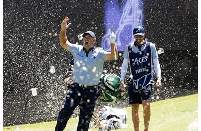 Patrick Reed had a hole-in-one on the famous Watering Hole at LIV Golf Adelaide