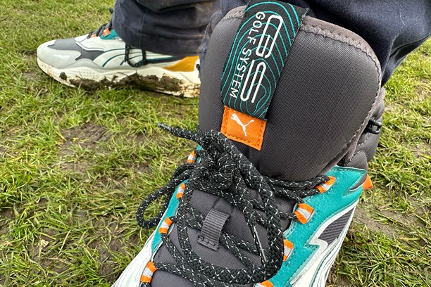 The lacing system and hi-tops of the Puma GSX Efekt golf boots