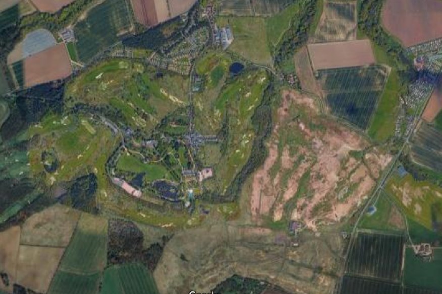 Google Earth shot of the new golf course at Feddinch Mains, near St Andrews.