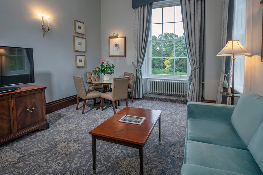 Our King Suite at Oulton Hall had its own lounge and dining area.