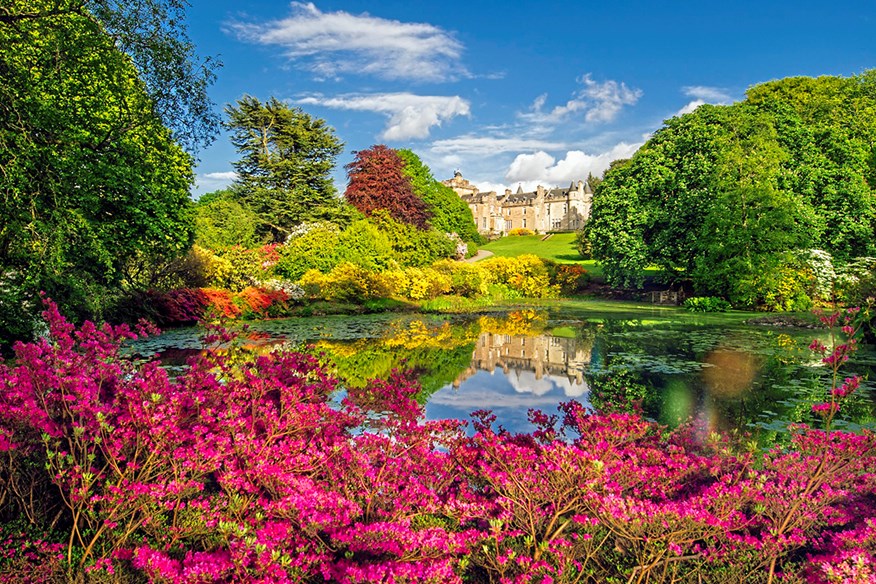 The Azalea Pond backdrops the Italian gardens, designed by famed horticulturist Gertrude Jekyll.