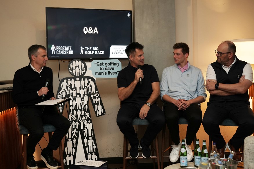 Kenny Logan and Duncan Scott chat during Prostate Cancer UK's The Big Golf Race 2025 launch.