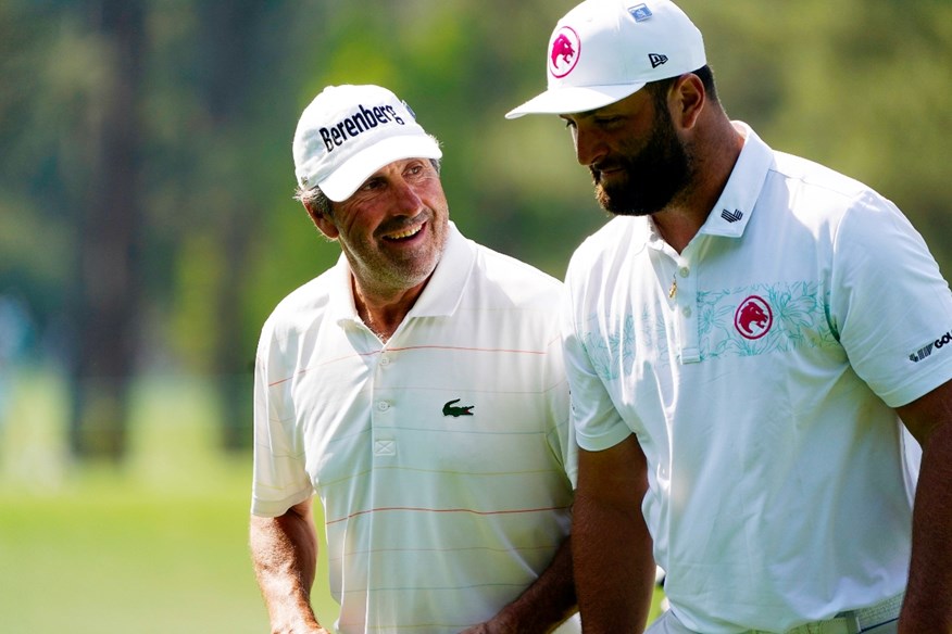 Jose Maria Olazabal and Jon Rahm at the 2024 Masters.