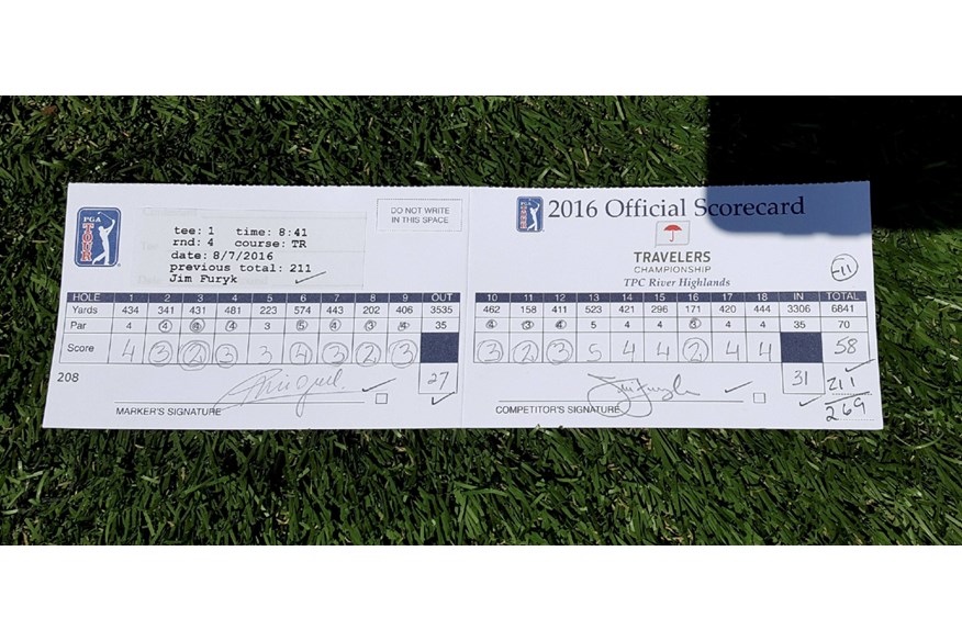 Jim Furyk's scorecard from his round of 58.