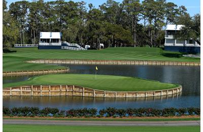 General view of the 17th hole at TPC Sawgrass