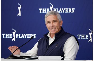 PGA Tour commissioner Jay Monahan addressing the media at the 2025 Players Championship.