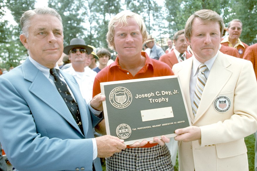 Jack Nicklaus with the trophy for the first ever Players Championship.