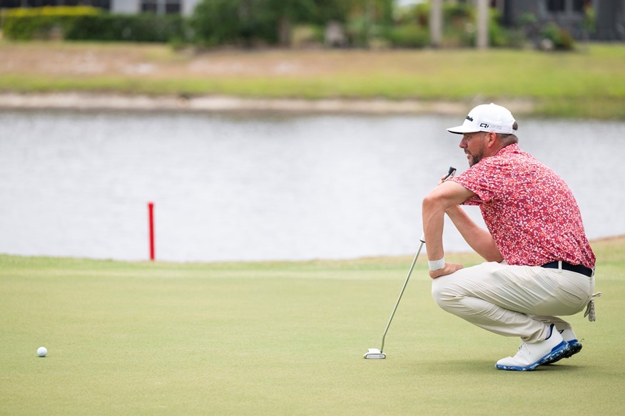 Michael Block uses an Odyssey White Hot Two Ball putter