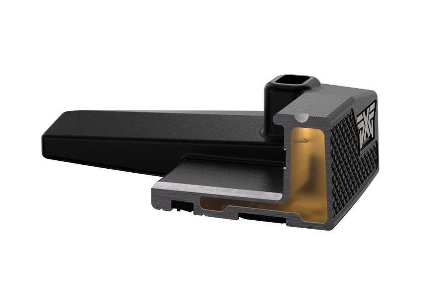 The PXG Bat Attack ZT putter sports a hollow 303 stainless steel body construction injected with S COR polymer
