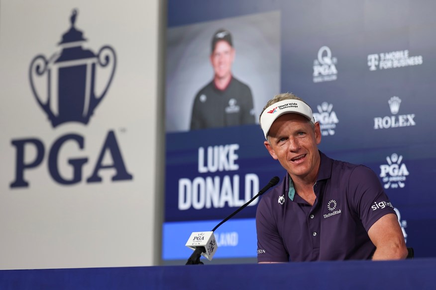 Luke Donald addresses the media ahead of the 2025 PGA Championship at Quail Hollow.