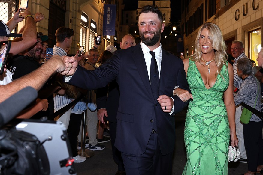 Jon Rahm and wife Kelley Cahill at the 2023 Ryder Cup dinner.