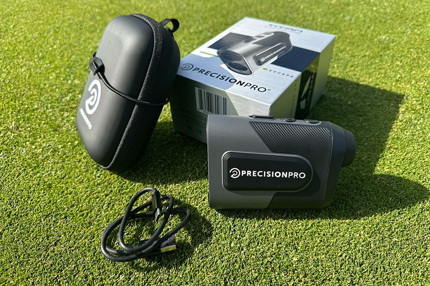 The Precision Pro Titan laser rangefinder is rechargeable for over 40 rounds of battery life
