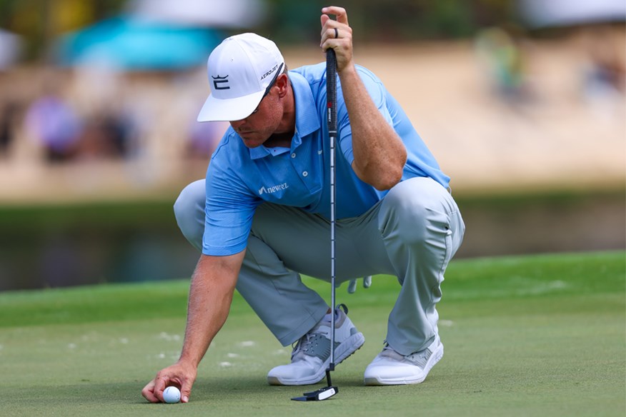 Some golfers use a line to aim putts.