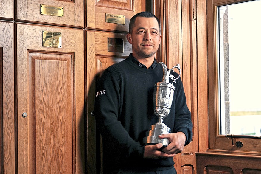 Xander Schauffele with The Claret Jug after his win at Royal Troon in 2024