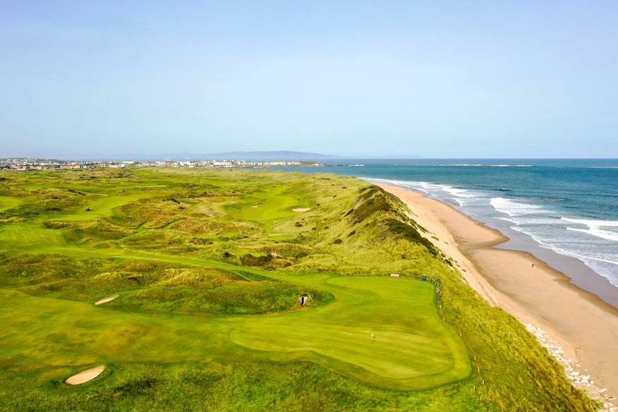 The 5th green and 6th hole at Royal Portrush Golf Club.