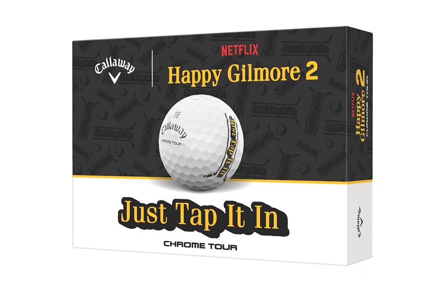 Happy Gilmore Callaway Chrome Tour golf balls in the box.