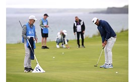 Tony Finau practicing putting ahead of the 153rd Open Championship