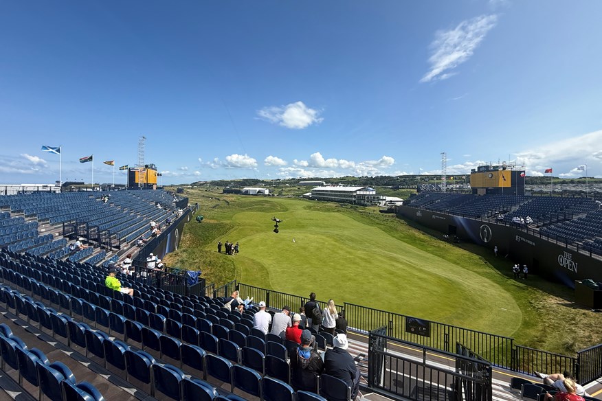The view from the 18th grandstand at Royal Portrush