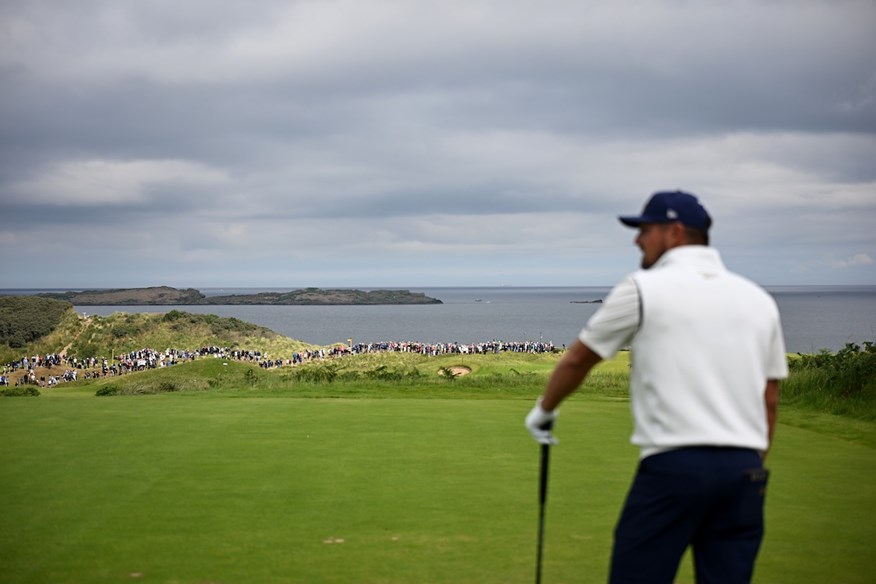 Bryson DeChambeau waits on a tee at The Open.