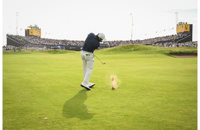 Scottie Scheffler plays the final hole of his 2025 Open Championship victory