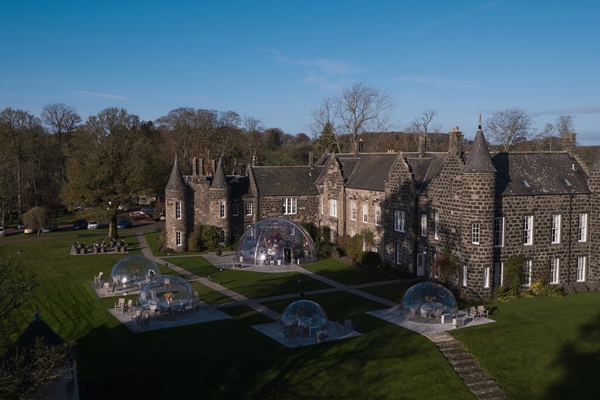 Meldrum House hotel with it's private dining domes