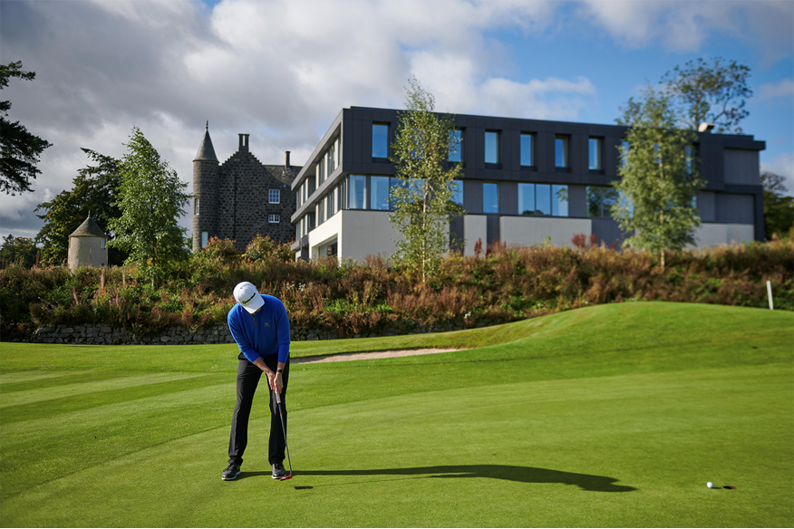 The modern extension of the hotel at Meldrum House