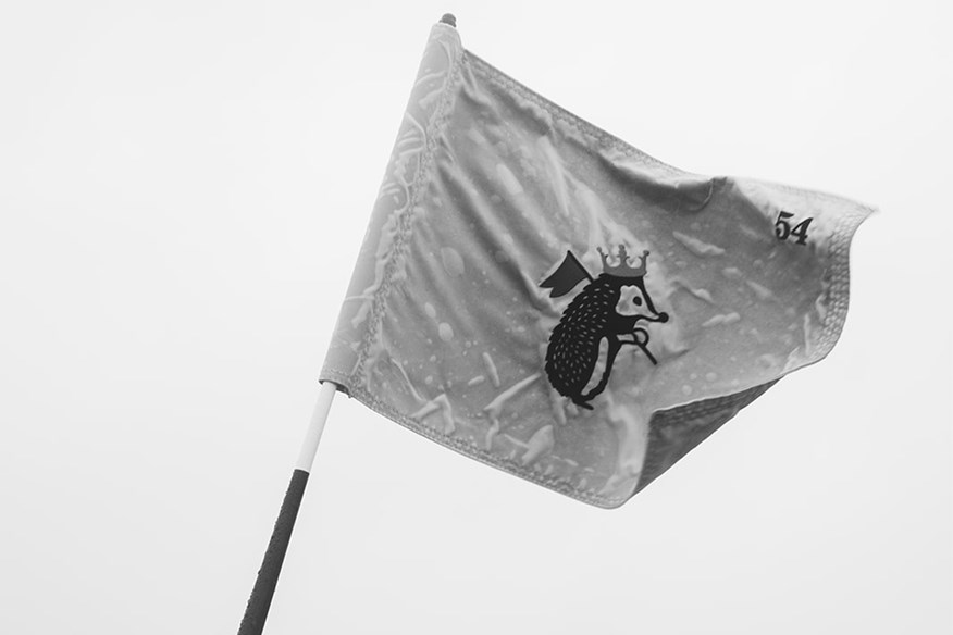A rain-soaked flag at the Hagen 54.