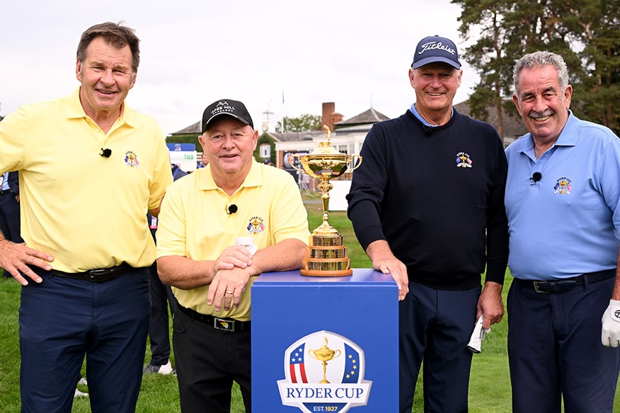 Sir Nick Faldo, Ian Woosnam, Sandy Lyle and Sam Torrance at the 2025 Betfred British Masters