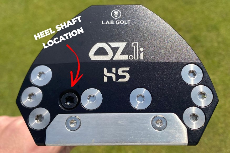 You can see where the shaft enters the head of the L.A.B. Golf OZ.1i HS putter on the sole