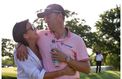 Justin Thomas married wife Jillian Wisniewski in 2022, shortly after winning the PGA Championship, where they are pictured, here.