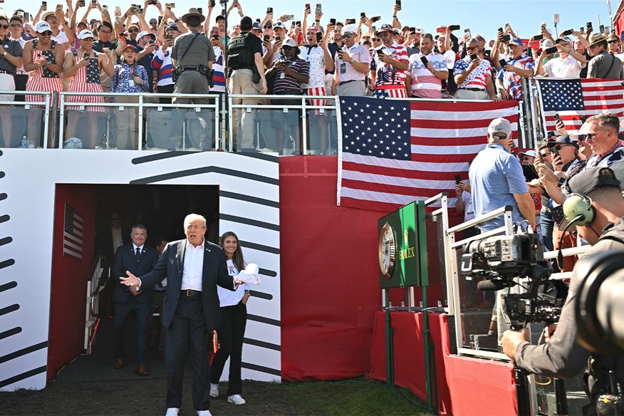 Donald Trump pumped up the crowd at the Ryder Cup.