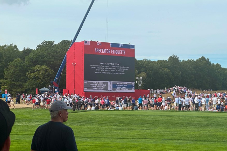 Spectator signs at the Ryder Cup